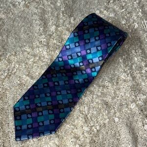 Scappino Italy Silk Men's Blue and Purple Checkered Tie
